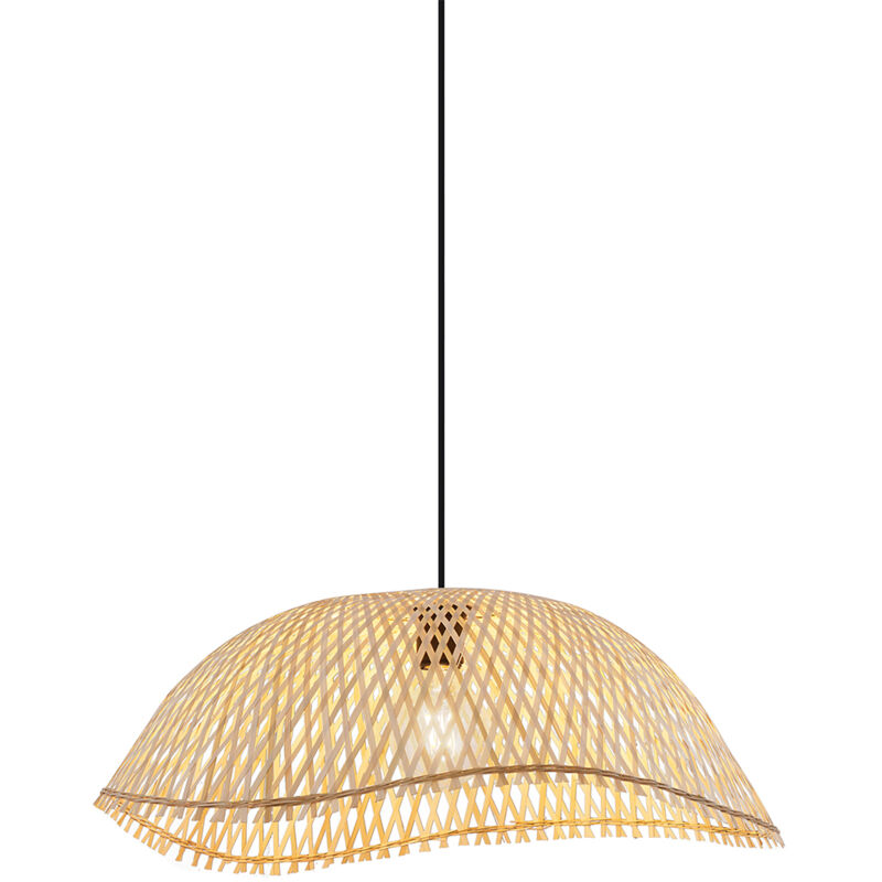 foto del prodotto qazqa lampada a sospensione lily bohemien bamboo,metallo legno nero organico max. 1 x watt