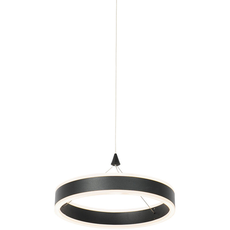 foto del prodotto qazqa lampada a sospensione lyani design acciaio,plastico,alluminio nero tondo non sostituibile led max. 1 x 12 watt