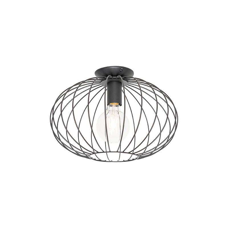 foto del prodotto qazqa lampada a sospensione margarita design acciaio nero tondo max. 1 x watt