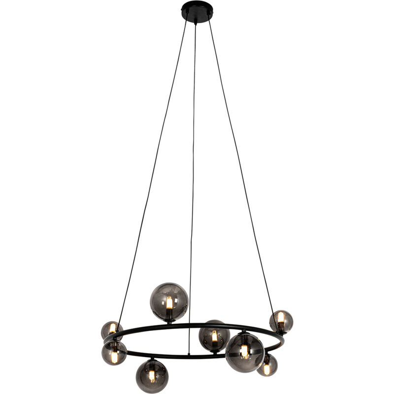 foto del prodotto qazqa lampada a sospensione monaco - design - acciaio - grigio nero - tondo max. 8 x watt