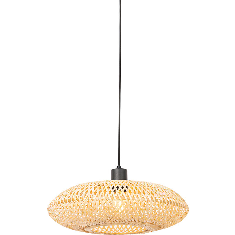 foto del prodotto qazqa lampada a sospensione ostrava orientale bamboo,acciaio legno nero tondo max. 1 x watt