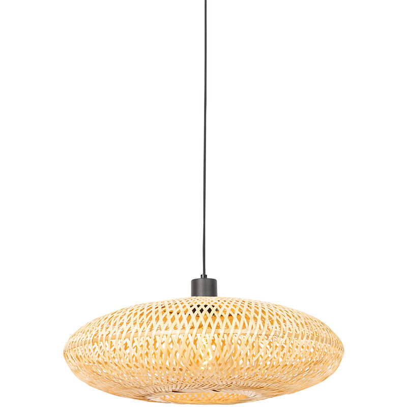 foto del prodotto qazqa lampada a sospensione ostrava orientale bamboo,acciaio legno nero tondo max. 1 x watt