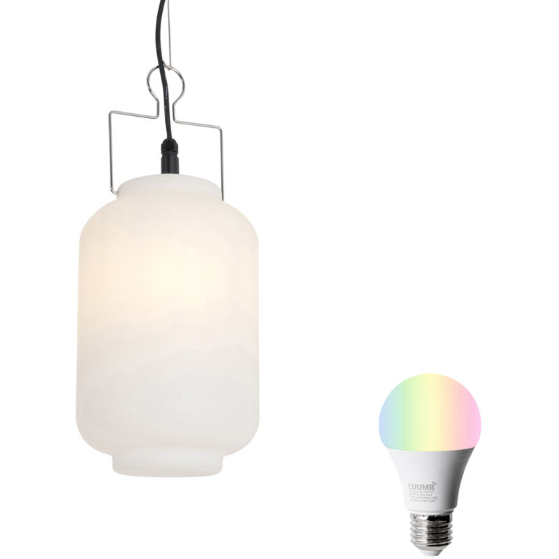 foto del prodotto qazqa lampada a sospensione pion moderno plastico,metallo bianco tondo e27 max. 1 x 9 watt