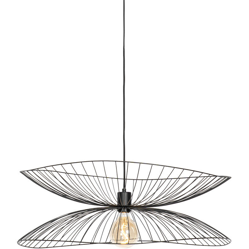 foto del prodotto qazqa lampada a sospensione pua design acciaio nero tondo max. 1 x watt