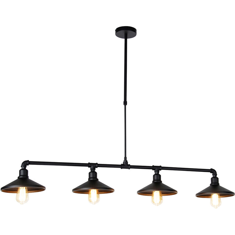 foto del prodotto qazqa lampada a sospensione regolabile in altezza laser hl rustico acciaio nero tondo oblungo max. 4 x watt