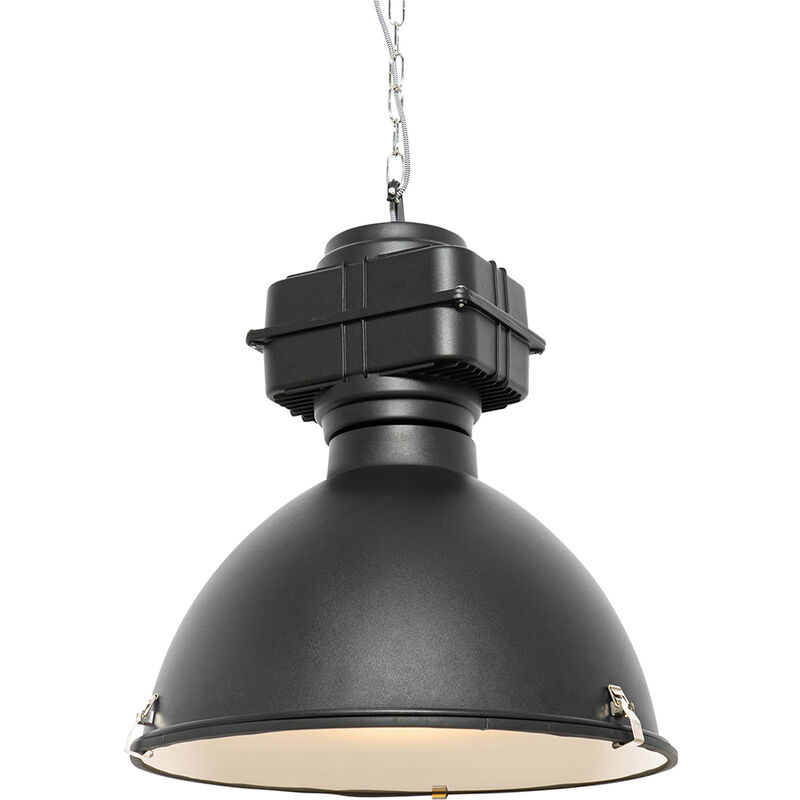 foto del prodotto qazqa lampada a sospensione sicko industriale alluminio nero tondo max. 1 x watt