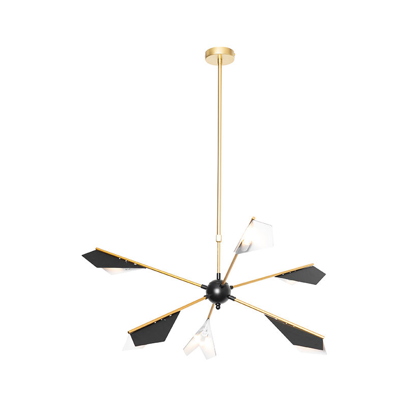 foto del prodotto qazqa lampada a sospensione sinem design acciaio oro ottone nero oblungo max. 6 x watt