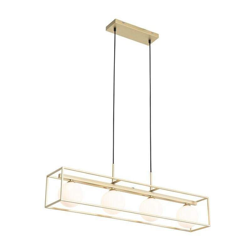 foto del prodotto qazqa lampada a sospensione tavolo soggiorno aniek design acciaio oro ottone bianco oblungo max. 4 x watt