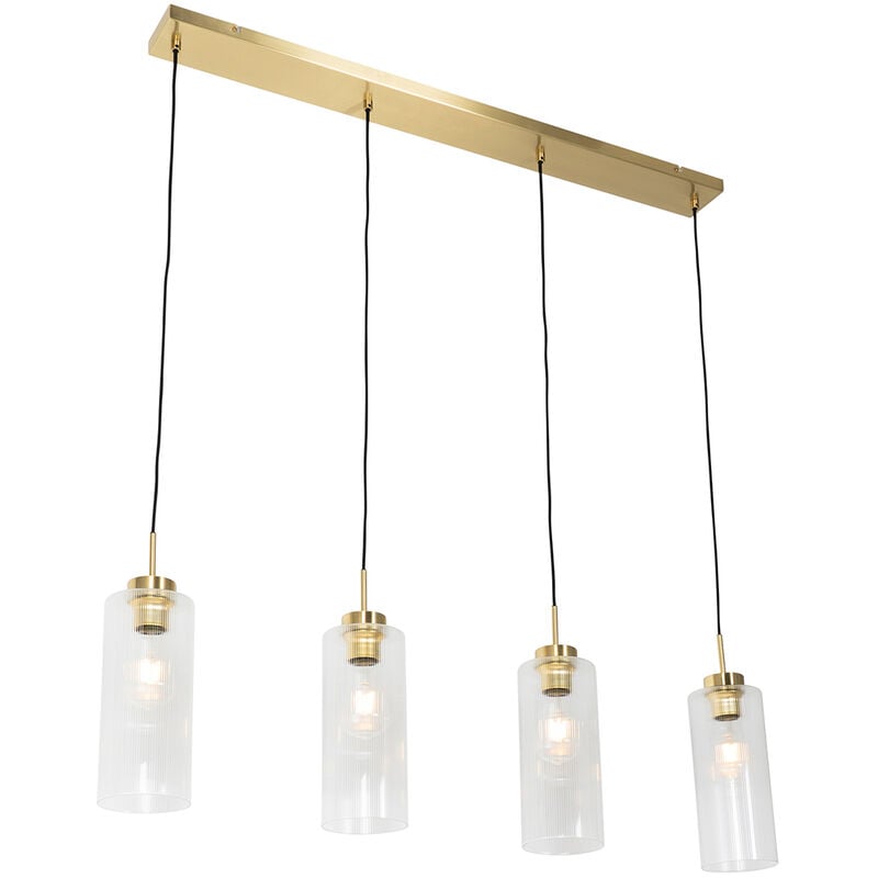 foto del prodotto qazqa lampada a sospensione tavolo soggiorno laura art d co vetro,acciaio oro oblungo max. 4 x watt
