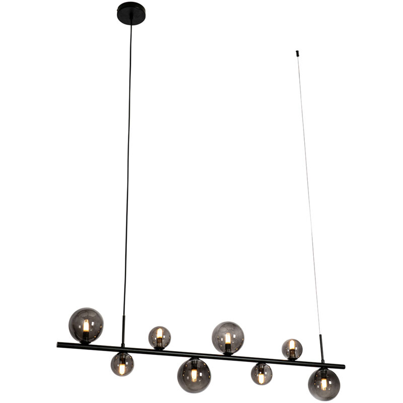 foto del prodotto qazqa lampada a sospensione tavolo soggiorno monaco design acciaio grigio nero oblungo max. 8 x watt