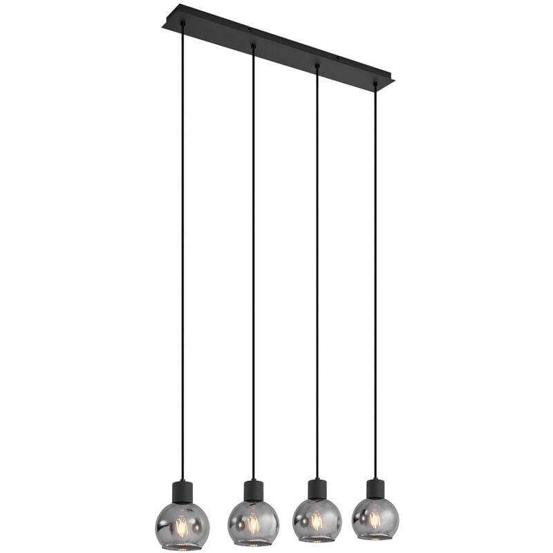 foto del prodotto qazqa lampada a sospensione tavolo soggiorno vidro art d co vetro,acciaio grigio nero oblungo max. 4 x watt