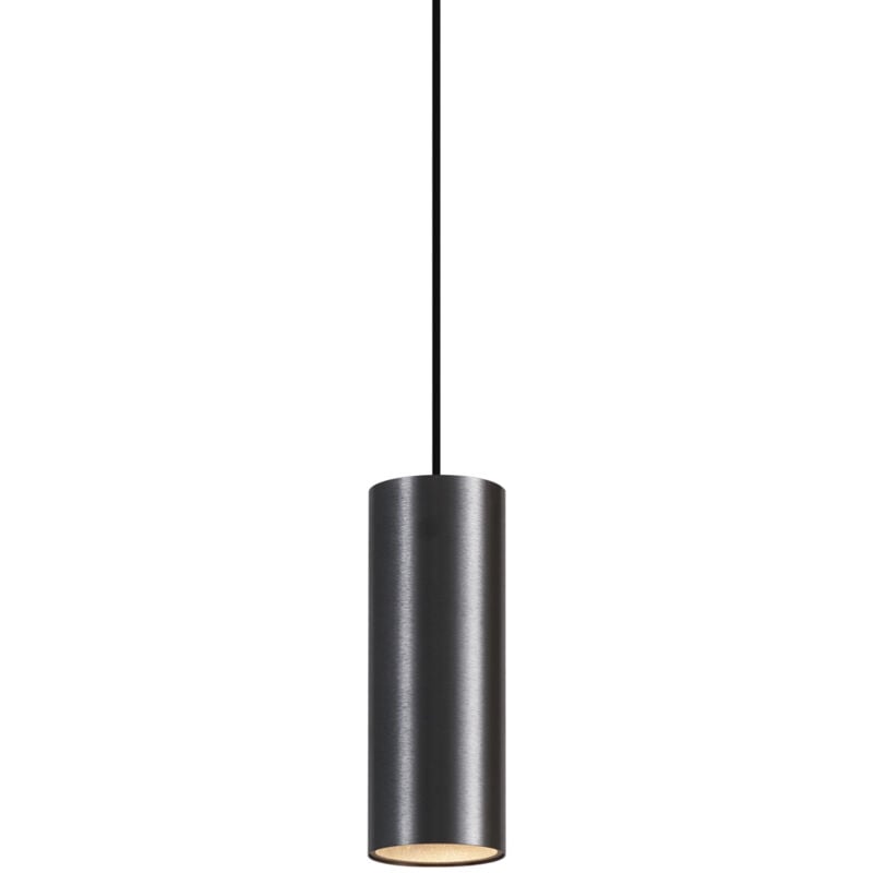 foto del prodotto qazqa lampada a sospensione tubo moderno alluminio,metallo nero gunmetal tondo max. 1 x watt