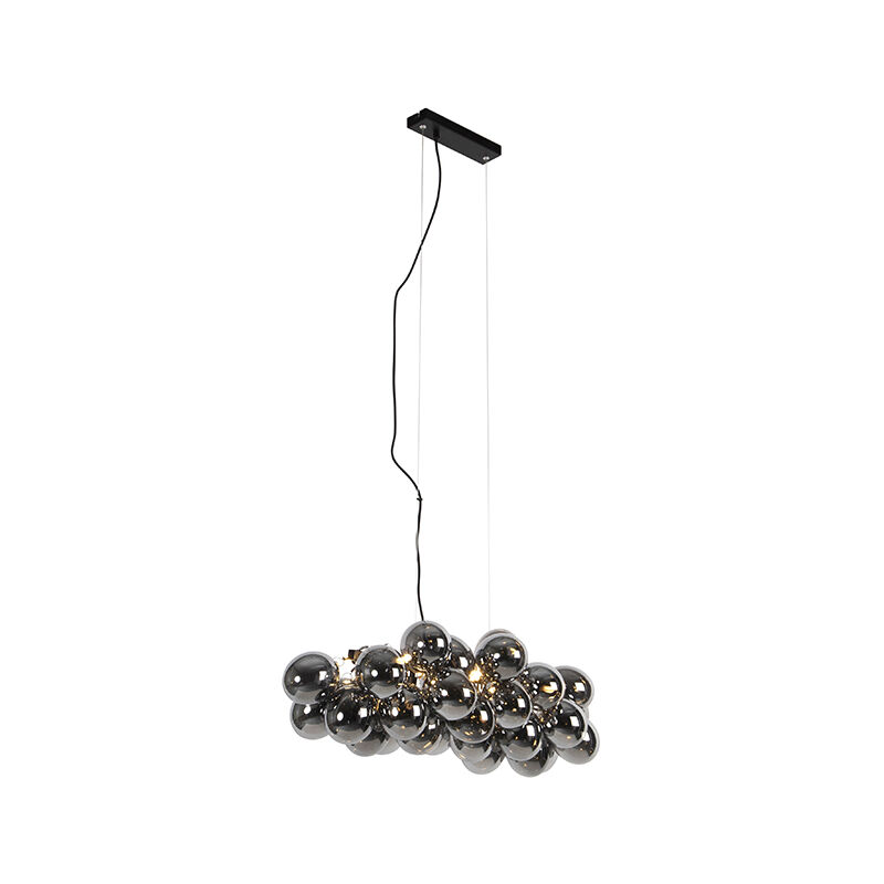 foto del prodotto qazqa lampada a sospensione uvas design vetro,acciaio nero sfera tondo g9 max. 8 x 2.5 watt
