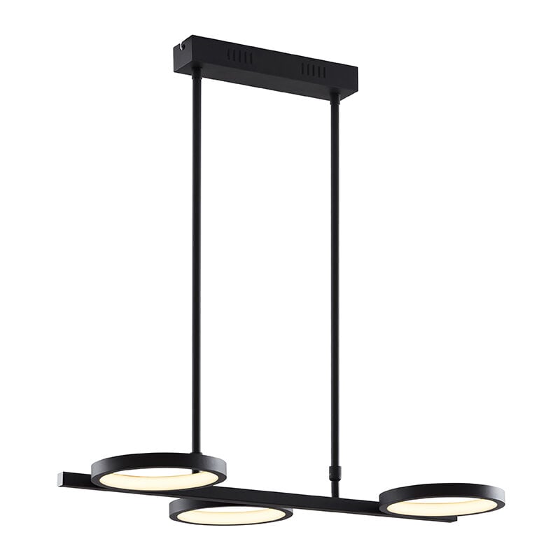 foto del prodotto qazqa lampada a sospensione vive moderno alluminio,acciaio nero oblungo non sostituibile led max. 3 x 18 watt