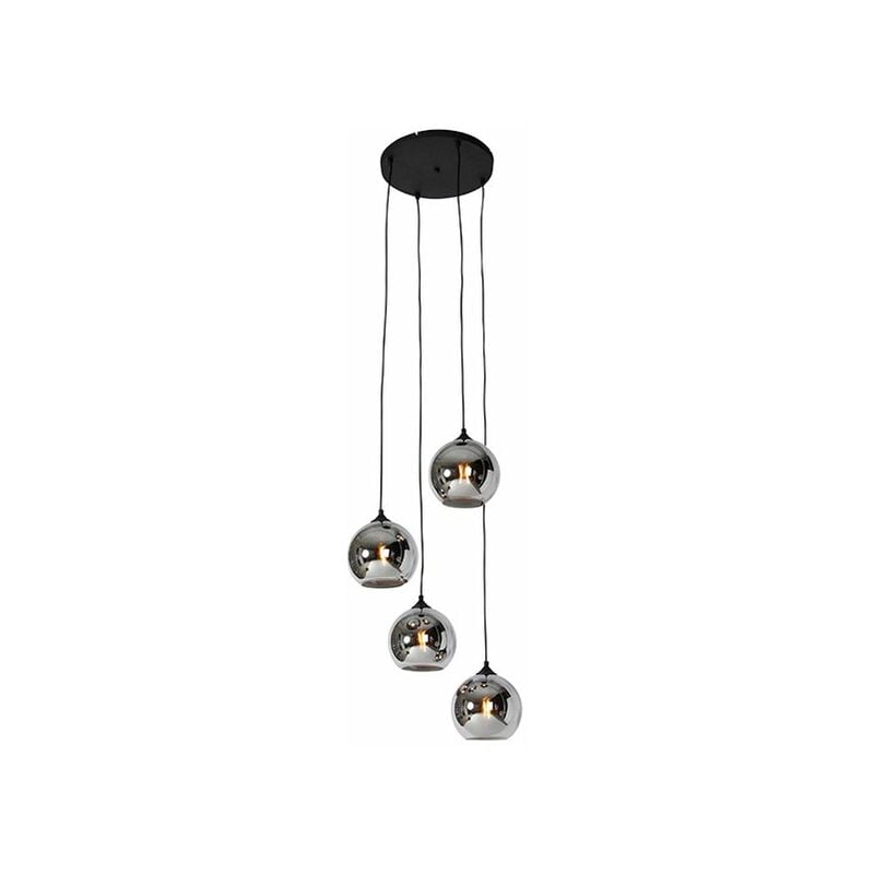 foto del prodotto qazqa lampada a sospensione wallace art d co acciaio,vetro grigio nero tondo max. 4 x watt