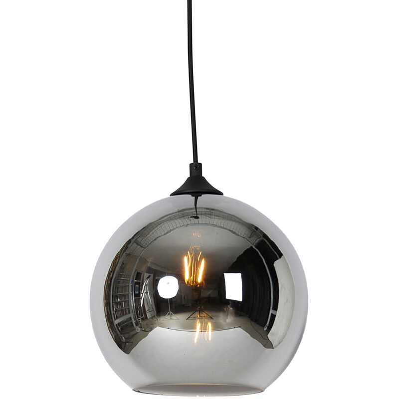 foto del prodotto qazqa lampada a sospensione wallace art d co vetro,acciaio grigio nero tondo e27 max. 1 x 4.9 watt