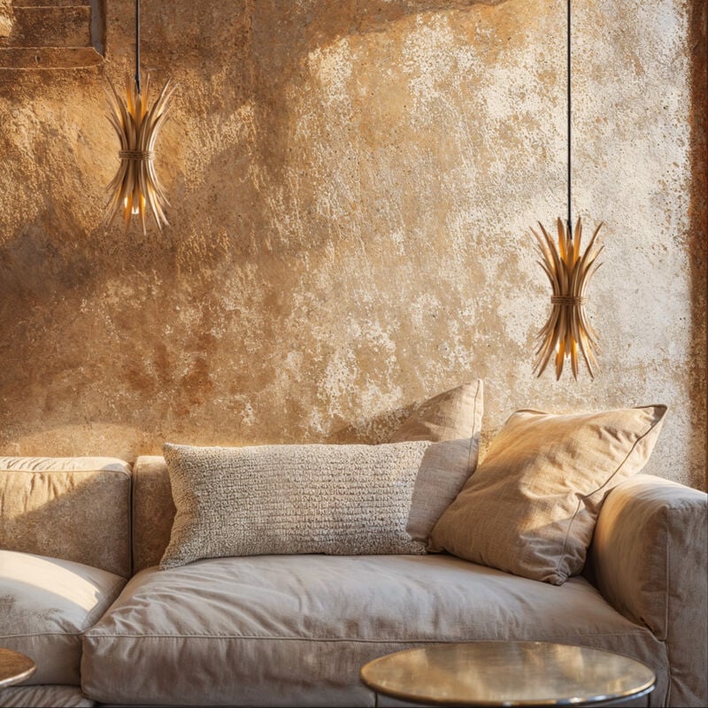 foto del prodotto qazqa lampada a sospensione wesley - art d co - acciaio - oro nero - organico max. 1 x watt