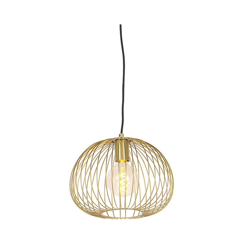 foto del prodotto qazqa lampada a sospensione wire design acciaio oro ottone sfera oblungo max. 1 x watt