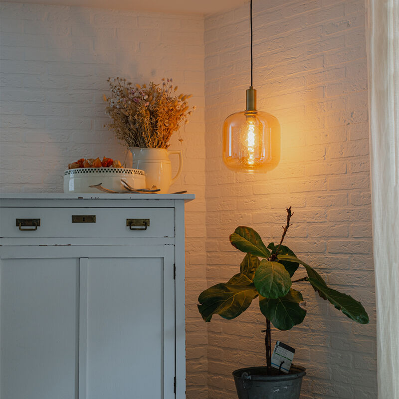foto del prodotto qazqa lampada a sospensione zuzanna design vetro,acciaio oro ottone sfera e27 max. 1 x 7 watt