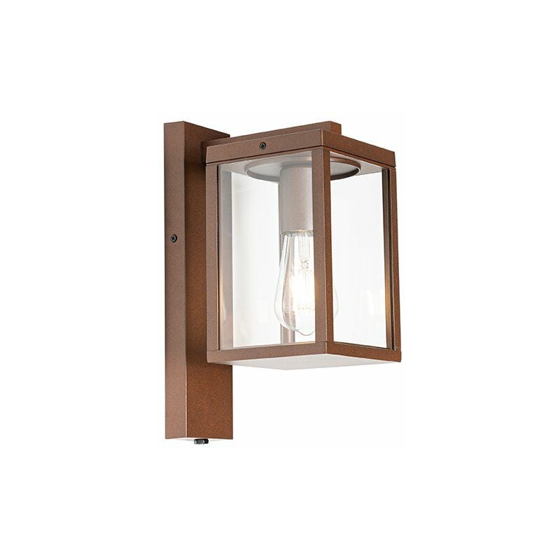 foto del prodotto qazqa lampada da esterno con sensore di movimento charlois industriale alluminio,vetro ruggine allungato max. 1 x watt