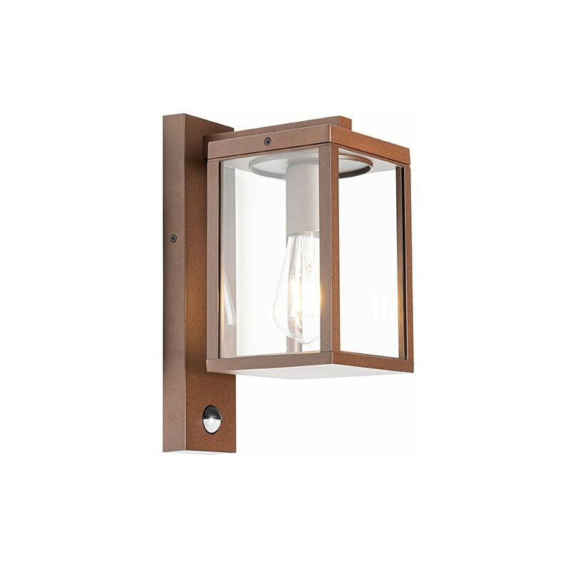 foto del prodotto qazqa lampada da esterno con sensore di movimento charlois industriale alluminio,vetro ruggine allungato max. 1 x watt