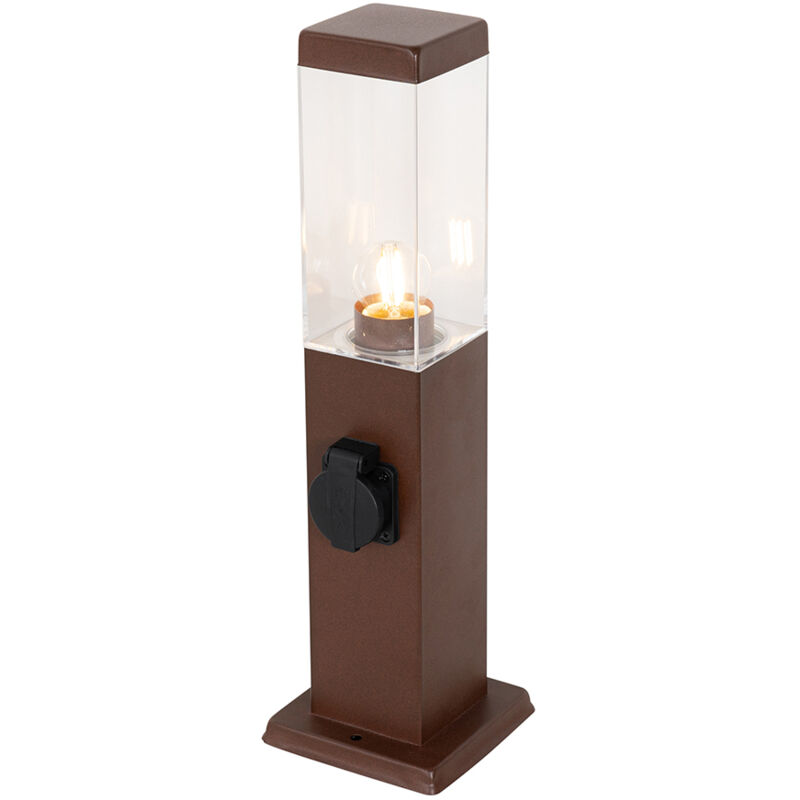 foto del prodotto qazqa lampada da esterno con spina malios design acciaio,plastico ruggine oblungo max. 1 x watt