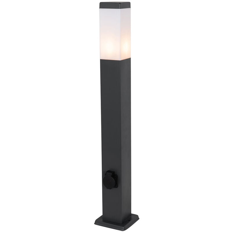 foto del prodotto qazqa lampada da esterno con spina malios moderno acciaio,plastico nero oblungo max. 1 x watt