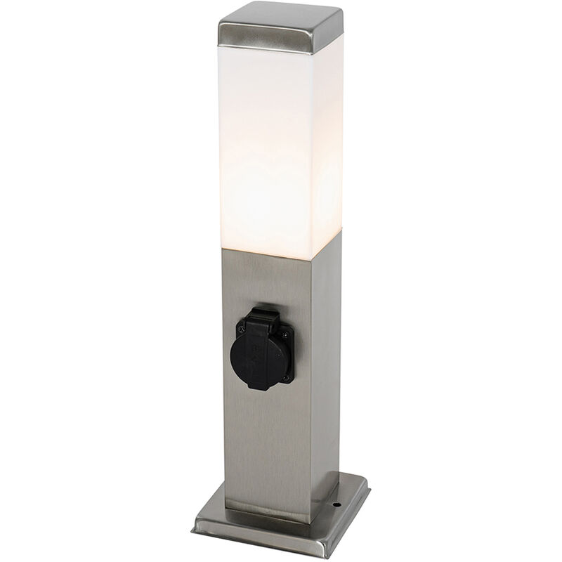foto del prodotto qazqa lampada da esterno con spina malios moderno plastico,acciaio inossidabile acciaio bianco nero allungato max. 1 x watt