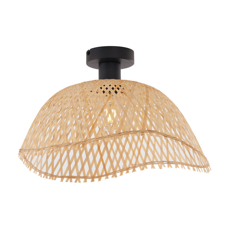 foto del prodotto qazqa lampada da soffitto alka art d co bamboo,metallo legno nero tondo max. 1 x watt