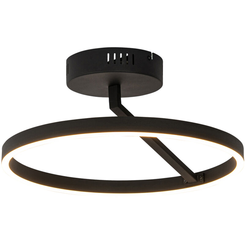 foto del prodotto qazqa lampada da soffitto anello design acciaio,plastico nero tondo non sostituibile led max. 1 x 20 watt