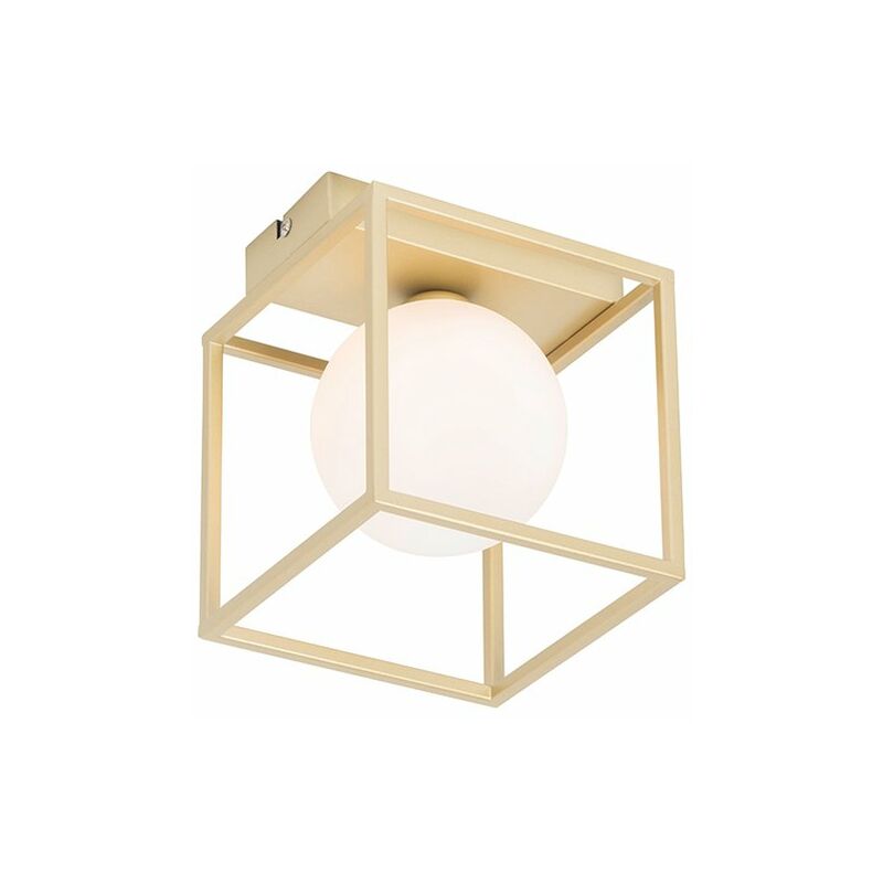foto del prodotto qazqa lampada da soffitto aniek design acciaio,vetro oro ottone bianco quadrato max. 1 x watt
