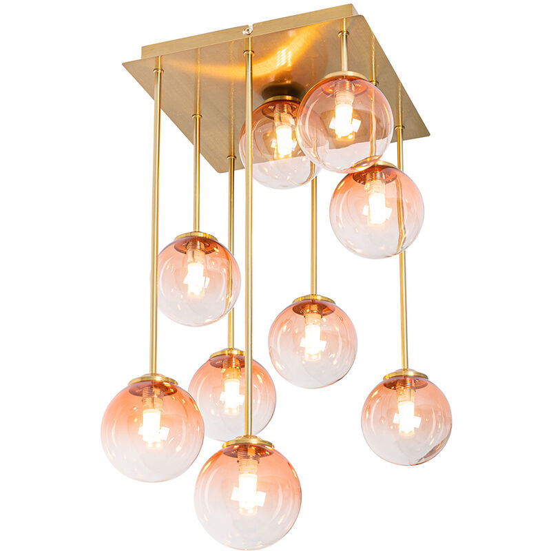 foto del prodotto qazqa lampada da soffitto athens art d co acciaio,vetro rosa oro ottone quadrato max. 9 x watt