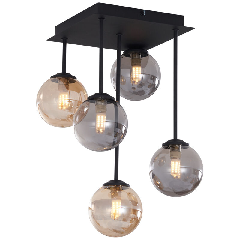 foto del prodotto qazqa lampada da soffitto athens moderno metallo,vetro nero oro quadrato sfera max. 5 x watt