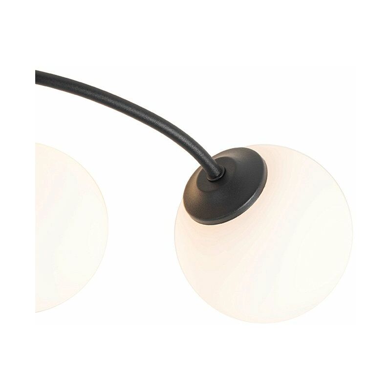 foto del prodotto qazqa lampada da soffitto athens opal moderno acciaio,vetro nero bianco tondo max. 6 x watt