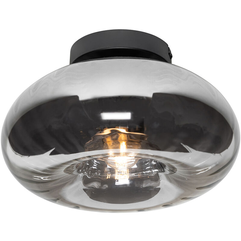 foto del prodotto qazqa lampada da soffitto ayesha art d co vetro,acciaio nero grigio tondo max. 1 x watt