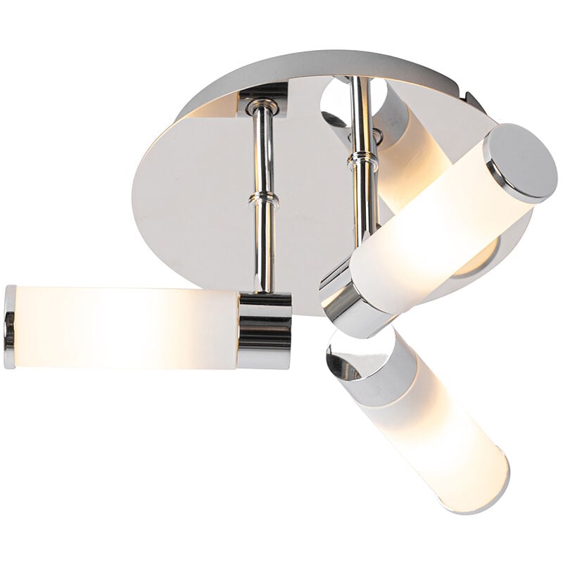 foto del prodotto qazqa lampada da soffitto bath moderno acciaio,vetro cromo tondo max. 3 x watt