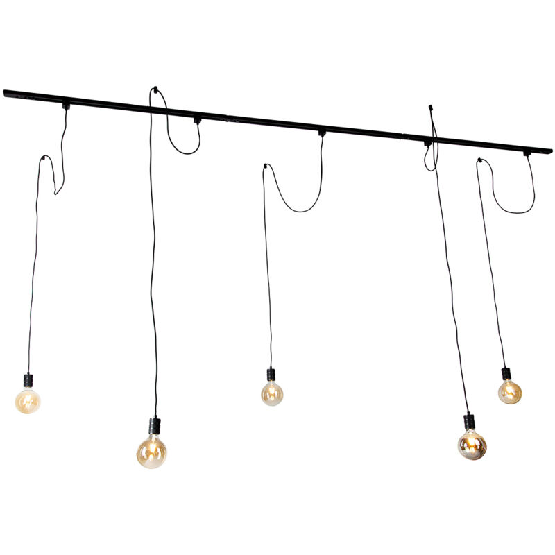 foto del prodotto qazqa lampada da soffitto cavalux moderno acciaio,alluminio nero oblungo max. 5 x watt