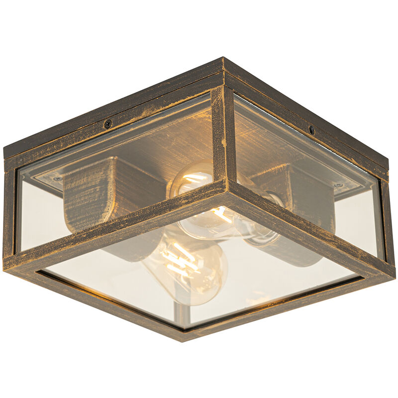 immagine 0 del prodotto qazqa lampada da soffitto charlois industriale alluminio,vetro oro ottone quadrato max. 2 x watt