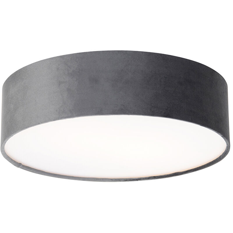 foto del prodotto qazqa lampada da soffitto drum moderno acciaio,tessuto,plastico oro ottone grigio cilindro max. 2 x watt