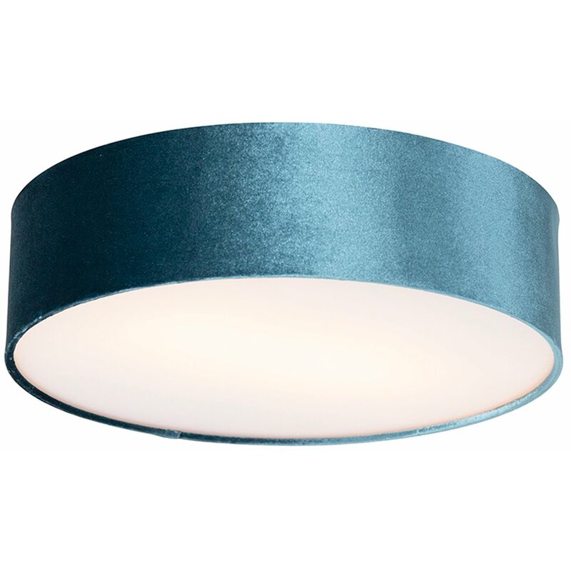 foto del prodotto qazqa lampada da soffitto drum moderno tessuto,acciaio,plastico blu oro ottone cilindro max. 2 x watt