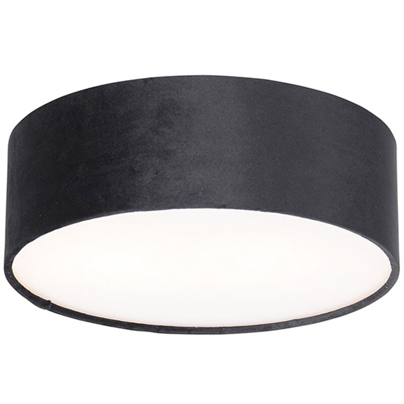 foto del prodotto qazqa lampada da soffitto drum moderno tessuto,acciaio,plastico nero oro ottone cilindro max. 2 x watt