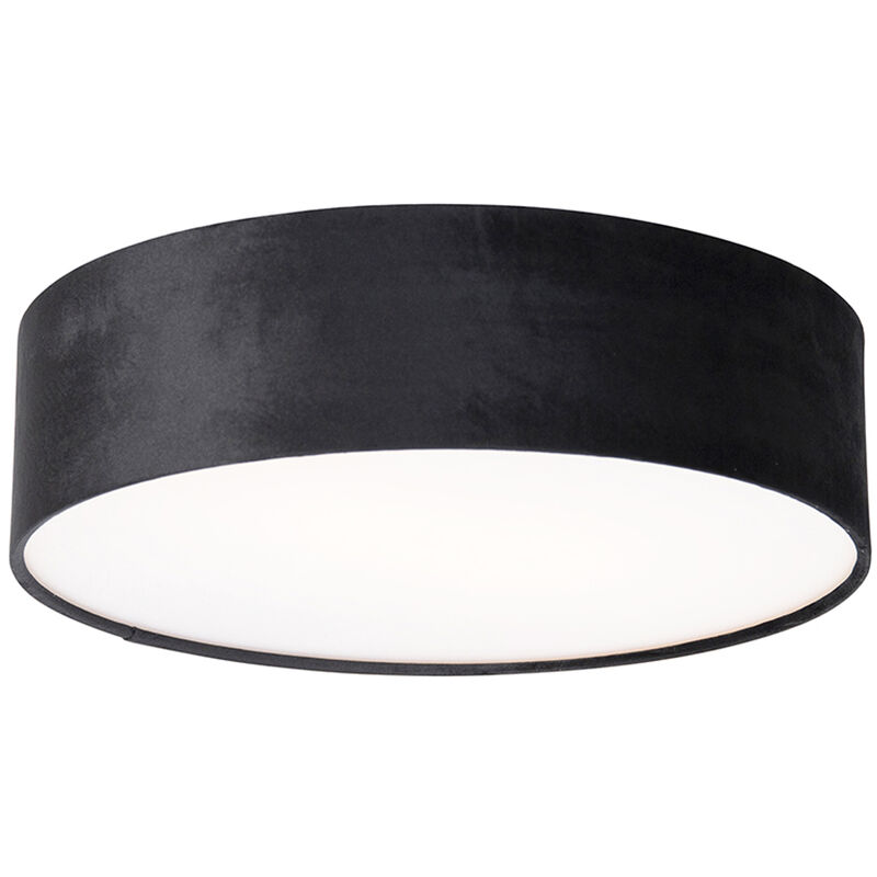 foto del prodotto qazqa lampada da soffitto drum moderno tessuto,acciaio,plastico nero oro ottone cilindro max. 2 x watt