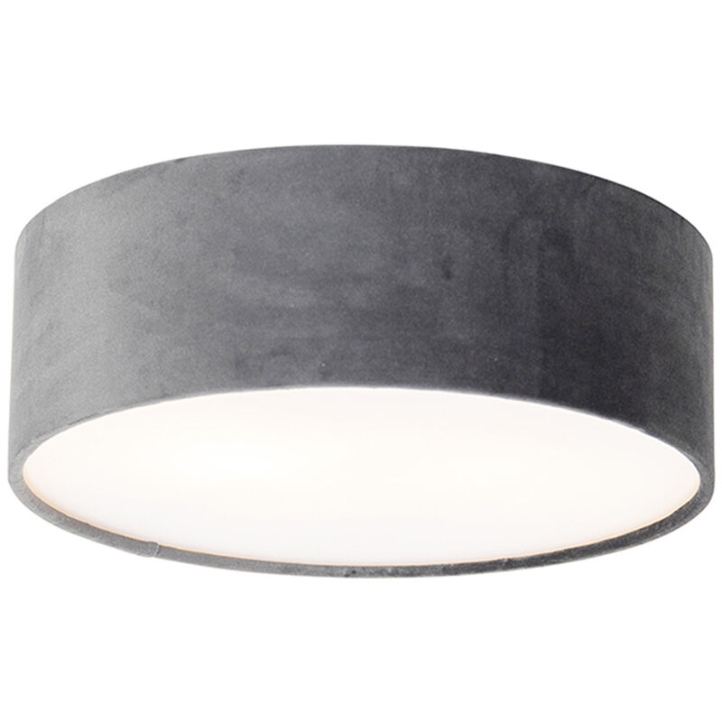 foto del prodotto qazqa lampada da soffitto drum moderno tessuto,acciaio,plastico oro ottone grigio cilindro max. 2 x watt