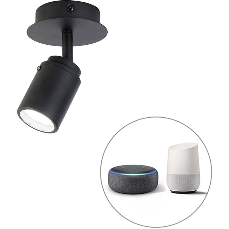 foto del prodotto qazqa lampada da soffitto ducha moderno acciaio nero tondo gu10 max. 1 x 4.5 watt