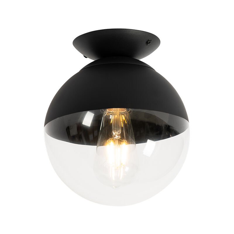 foto del prodotto qazqa lampada da soffitto eclipse retr vetro,acciaio nero sfera max. 1 x watt