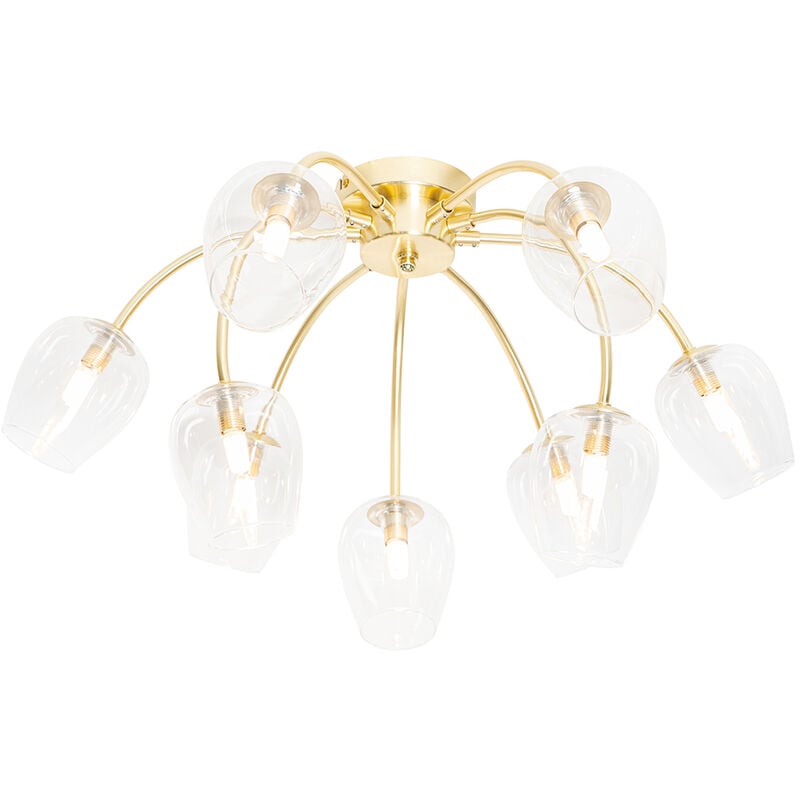 foto del prodotto qazqa lampada da soffitto elien classico acciaio,vetro oro ottone trasparente tondo max. 9 x watt