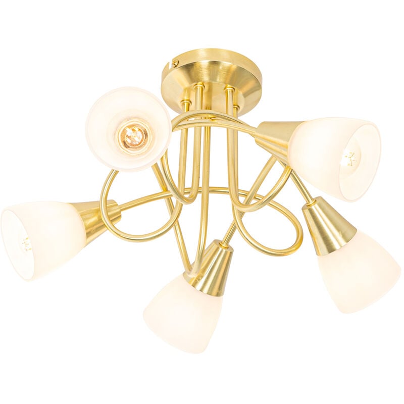 foto del prodotto qazqa lampada da soffitto inez classico acciaio,vetro oro bianco organico max. 5 x watt