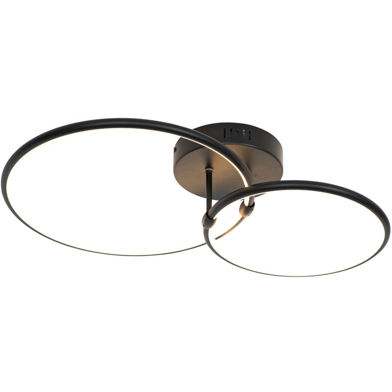 foto del prodotto qazqa lampada da soffitto joaniqa - moderno - acciaio,plastico,alluminio - nero - tondo non sostituibile led max. 2 x 40 watt