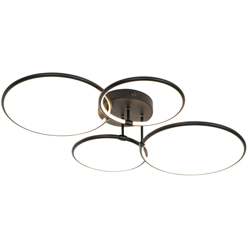foto del prodotto qazqa lampada da soffitto joaniqa moderno acciaio,plastico,alluminio nero tondo non sostituibile led max. 4 x 80 watt