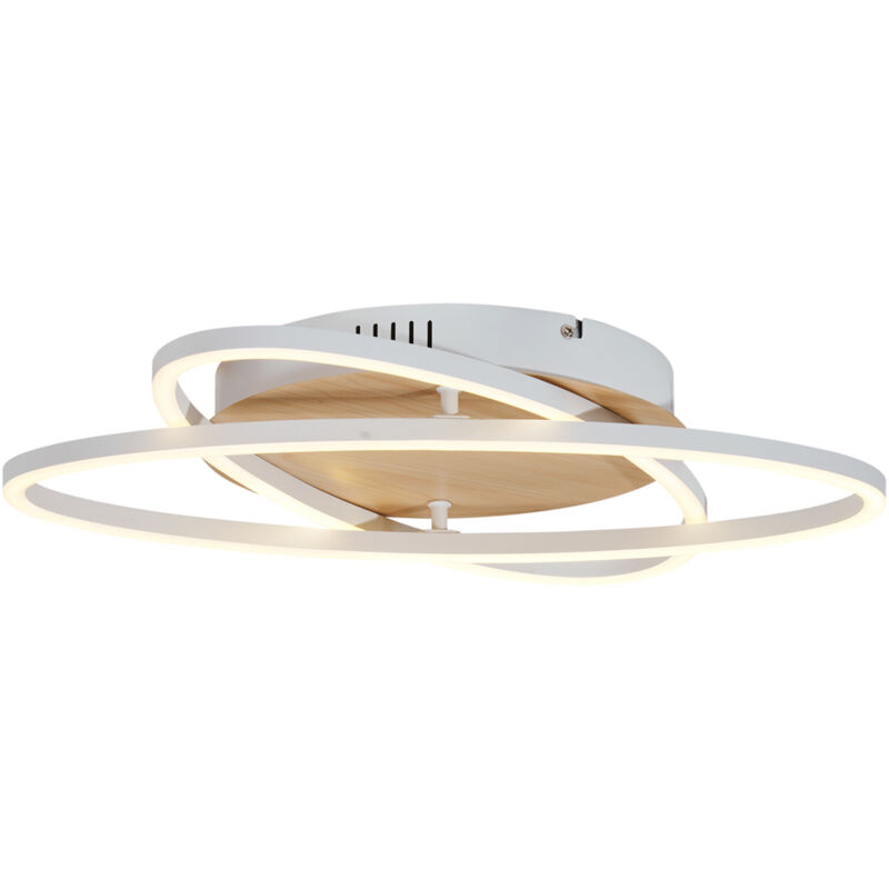 foto del prodotto qazqa lampada da soffitto kane moderno plastico,alluminio,acciaio bianco legno tondo alltri non sostituibile led max. 2 x 28 watt